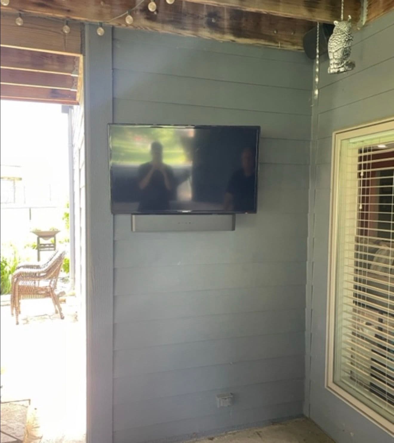 55-Inch Outdoor TV Mount Installed on a Clive Iowa Patio image