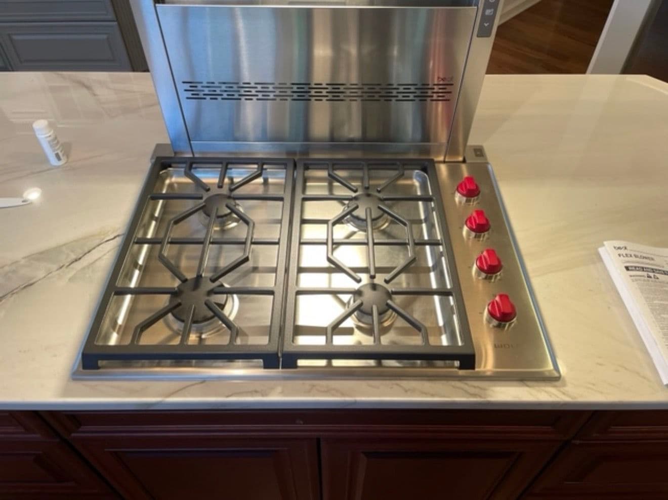 Wolf Gas Cooktop with Retractable Downdraft Installed Clean image