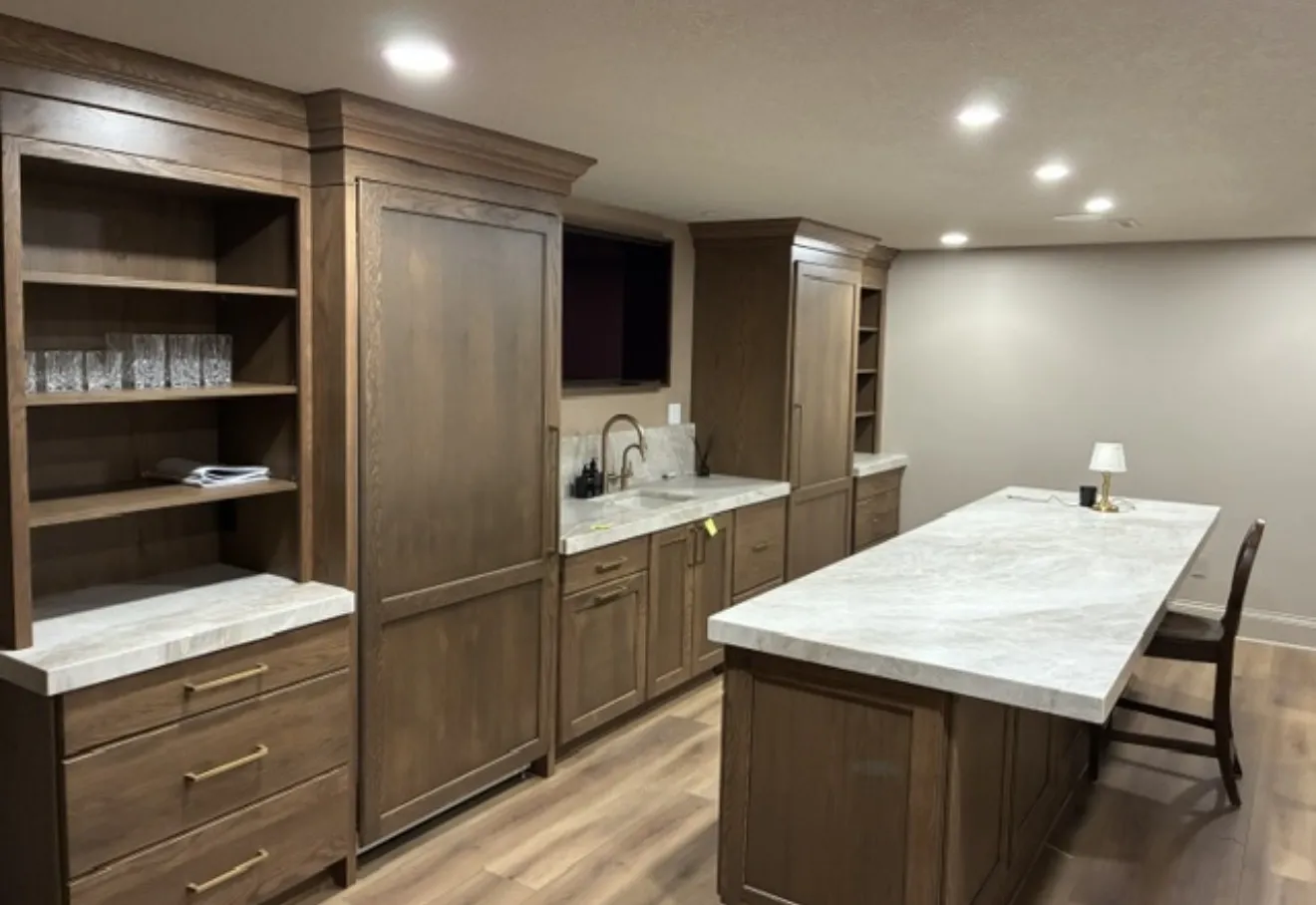 Monogram 3030 Built-In Install for a Custom Basement Bar image